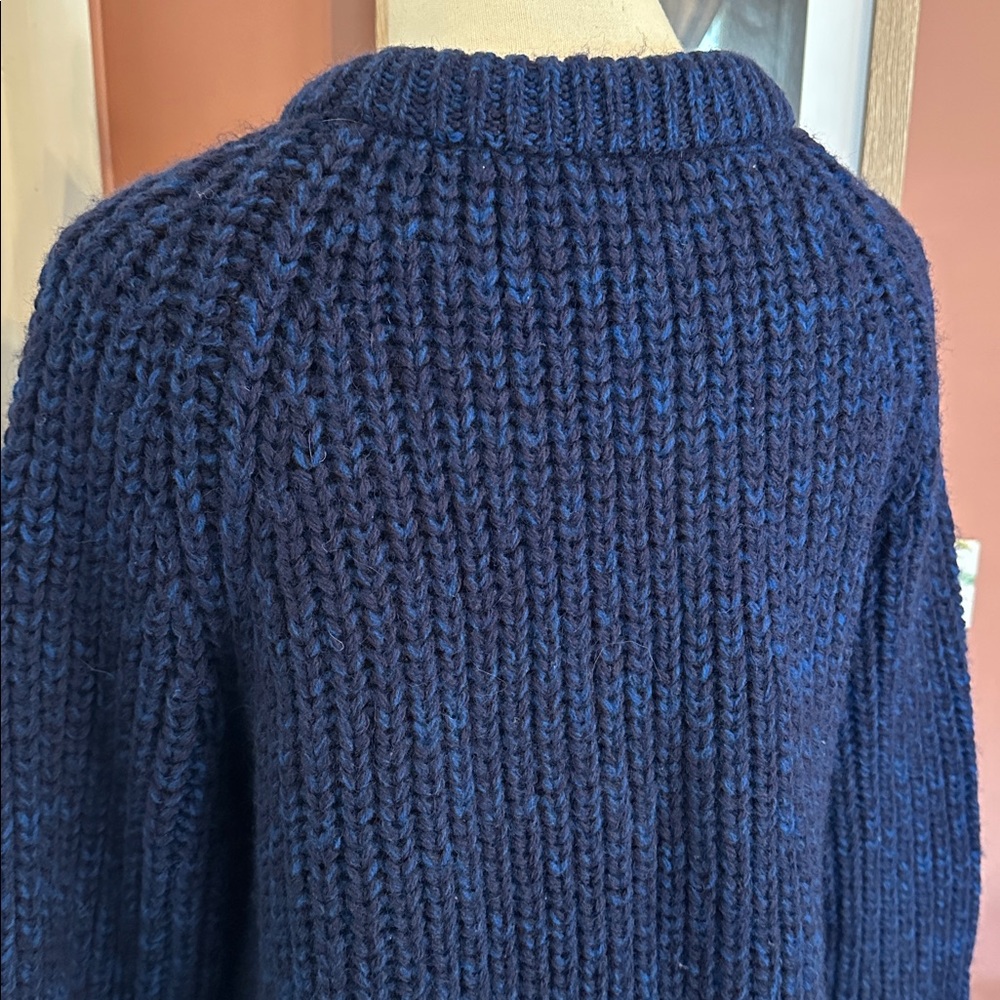 Vintage Cornish Jumpers Pure Wool Navy Royal Blue Women's M collar Sweater - Picture 9 of 13